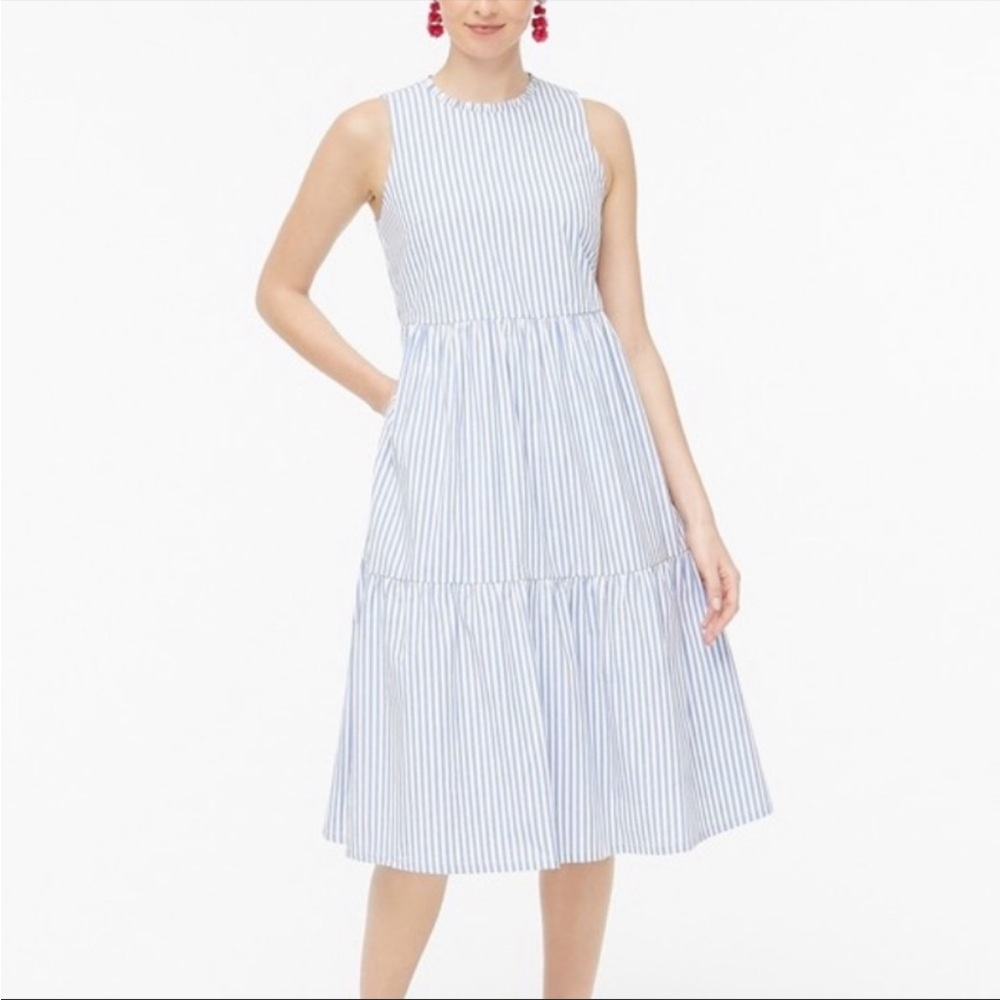 J.Crew Striped Tiered Midi Dress Sz 6